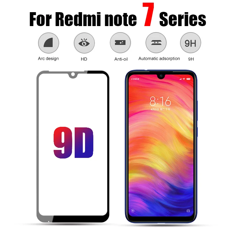 Фото 9D закаленное стекло для redmi note 7 8 6 pro Защита экрана xiaomi 6a 8a защитное redmy note7 9D закаленное стекло для redmi note 7 8 6 pro Защита экрана xiaomi 6a 8a защитное redmy note7