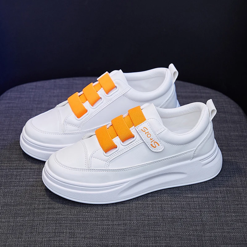 

PU Leather Women Shoes 2021 Spring Autumn Platform Lace-up White Sneakers Ladies Tenis Feminino Soft Casual Female Shoes SH11