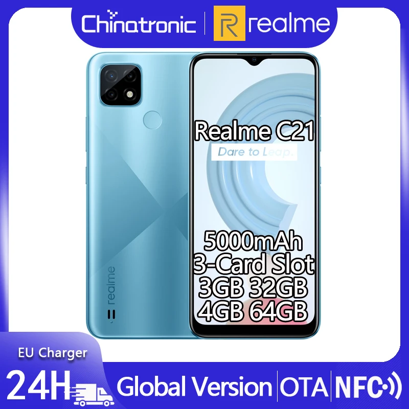 Realme C21 3 Гб оперативной памяти 32 встроенной глобальная версия Android 10 Мобильный