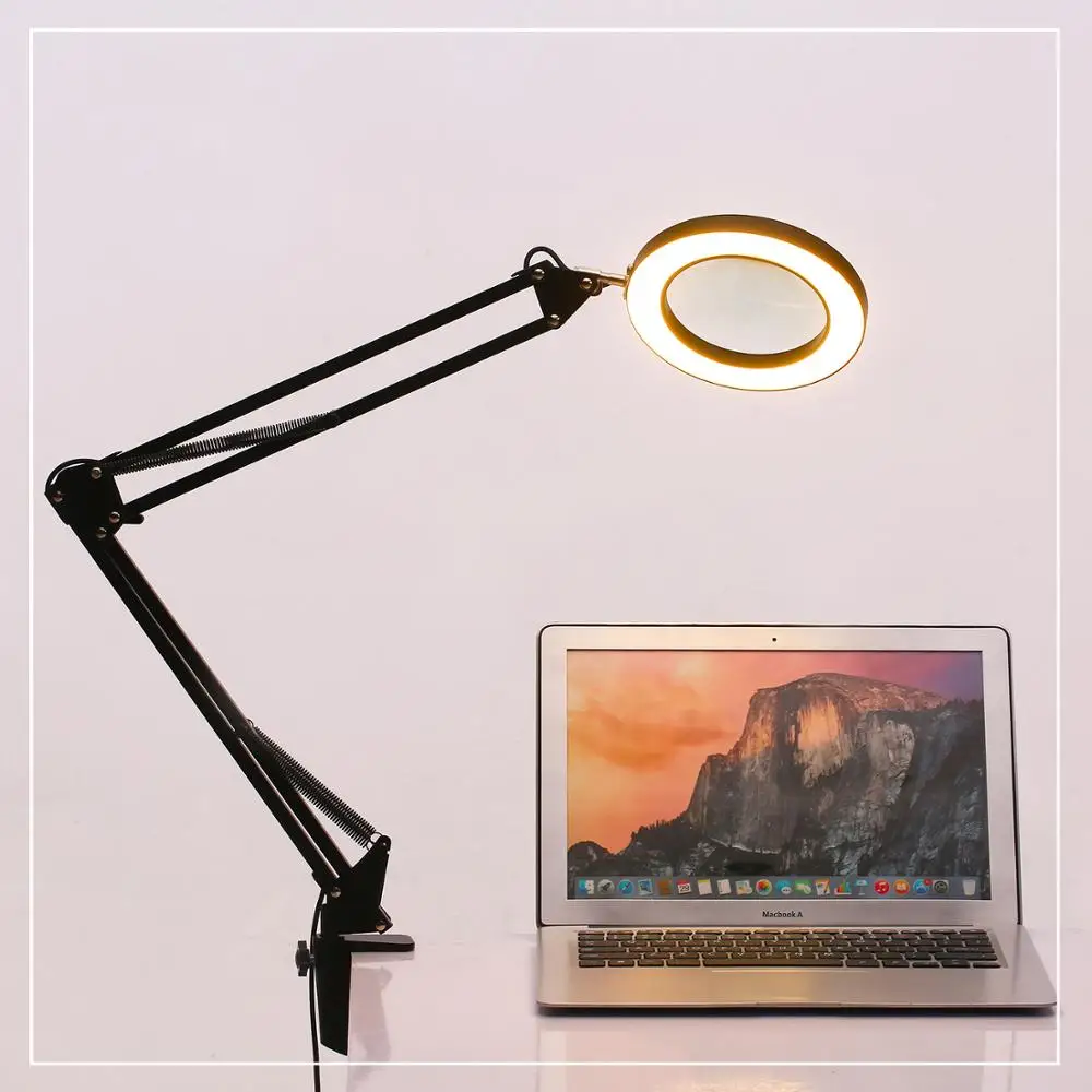 

KKMOON 3 Colors Magnifying Glass Lighting LED 5X Magnifying Lamp Clamp Desk Lamp USB Lamp Magnifier LED Lamp with Magnifier