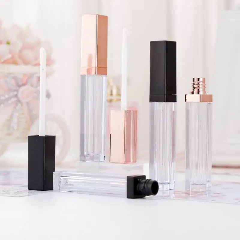 

5ML Lip Gloss Containers Empty Square Lip Gloss Tube Makeup Lip Oil Container Black Rose Gold LX3434