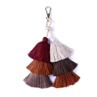 monogram charms multicolor cotton tassel stacked keychains for women key rings fashion handbags mobile phones jewelry gifts
