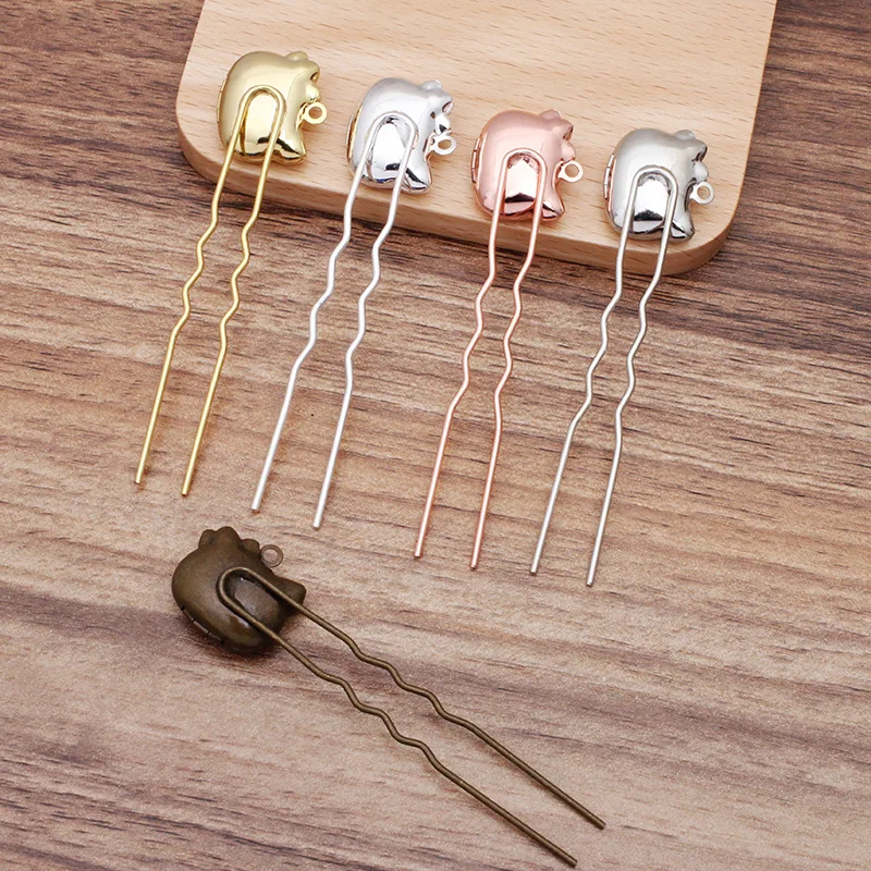 Пустая Милая Заколка медальон для волос KT свадебная основа свадебные заколки