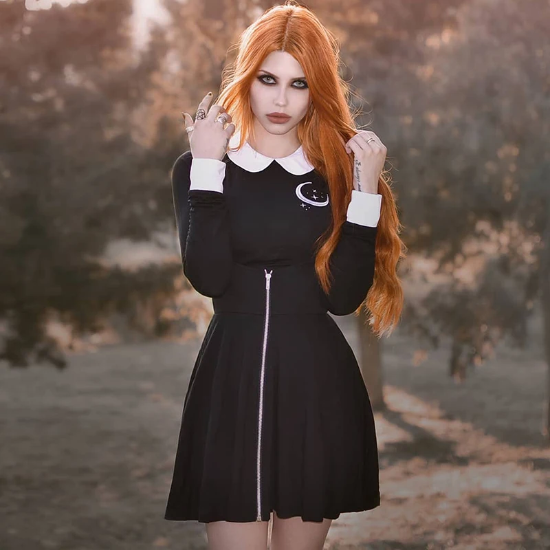 Готические панк черные юбки на подтяжках Комбинезоны женские плиссированные