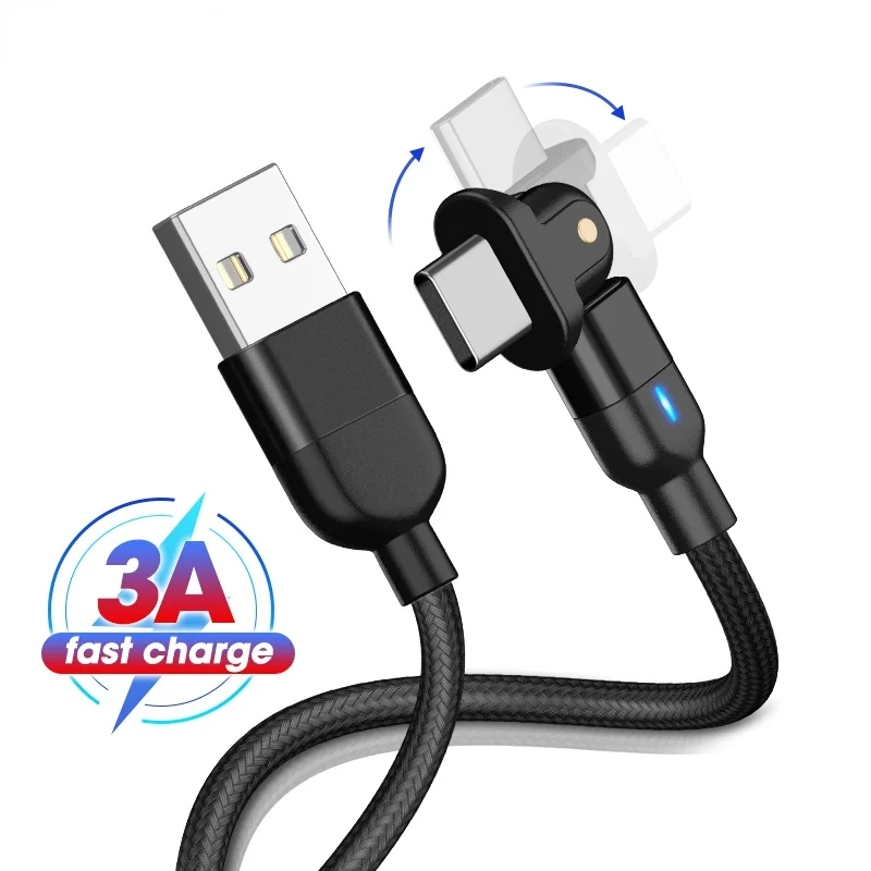 

USB-кабель CVY для Samsung S20/S10 Plus/Xiaomi mi9, кабель для быстрой зарядки с вращением на 3 А, шнур для зарядного устройства типа с