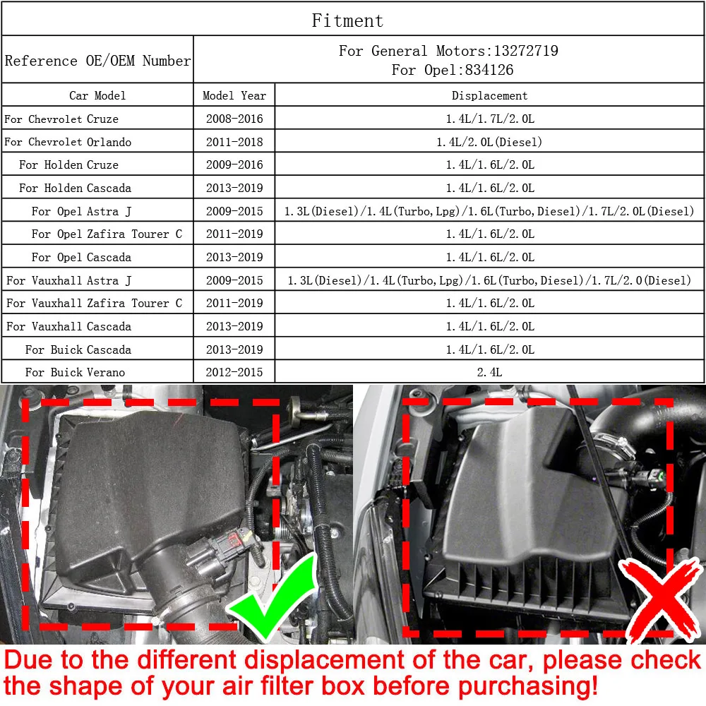 Воздушный фильтр 13272719 834126 для Chevrolet Cruze 2008-2016 2012 л Buick Cascada Verano-2015 | Автомобили и