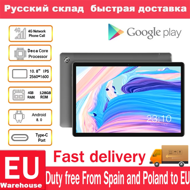 Teclast M18 4G Телефонный звонок Android 8 0 10 дюймов Helio X27 2 6 GHz Deca core CPU 4 Гб RAM 128 ГБ ROM 13.0MP + 5.0MP