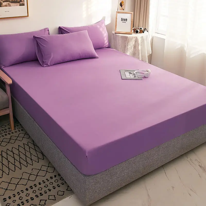 Bonenjoy 1pc Purple Bed Sheet Queen Size funda nordica cama 135 Fitted King on Elastic 180x200(without pillowcase - купить по