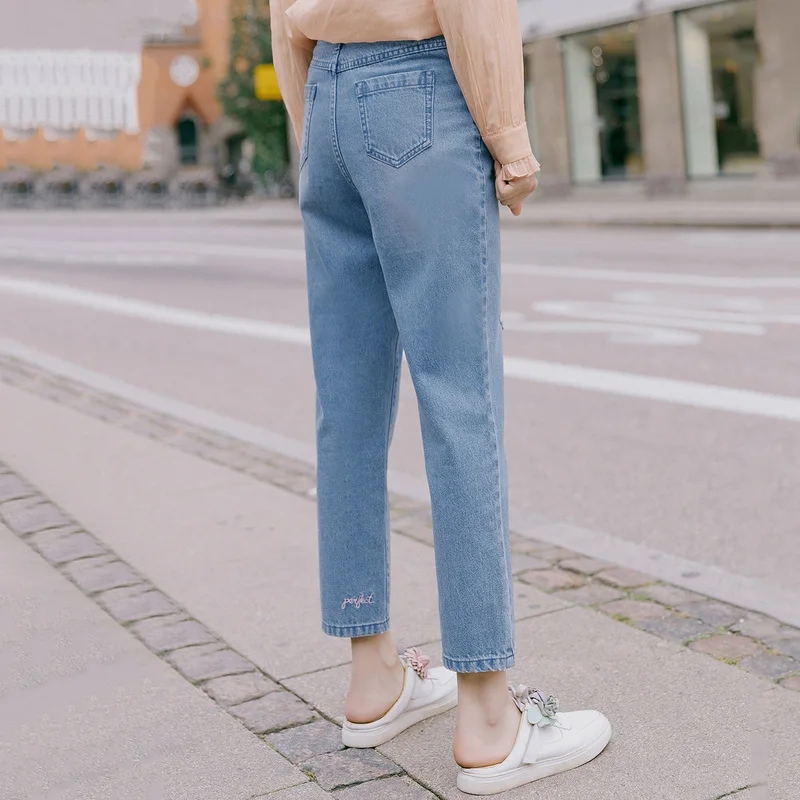 INMAN весна 2020 Новое поступление чистый хлопок высокая талия выдуманная вышивка