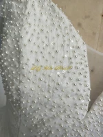 Princess Sequined Leaf Shaped Lace Wedding Dress Off the Shoulder Pearls Embellished Bridal Gown with Lace up Back