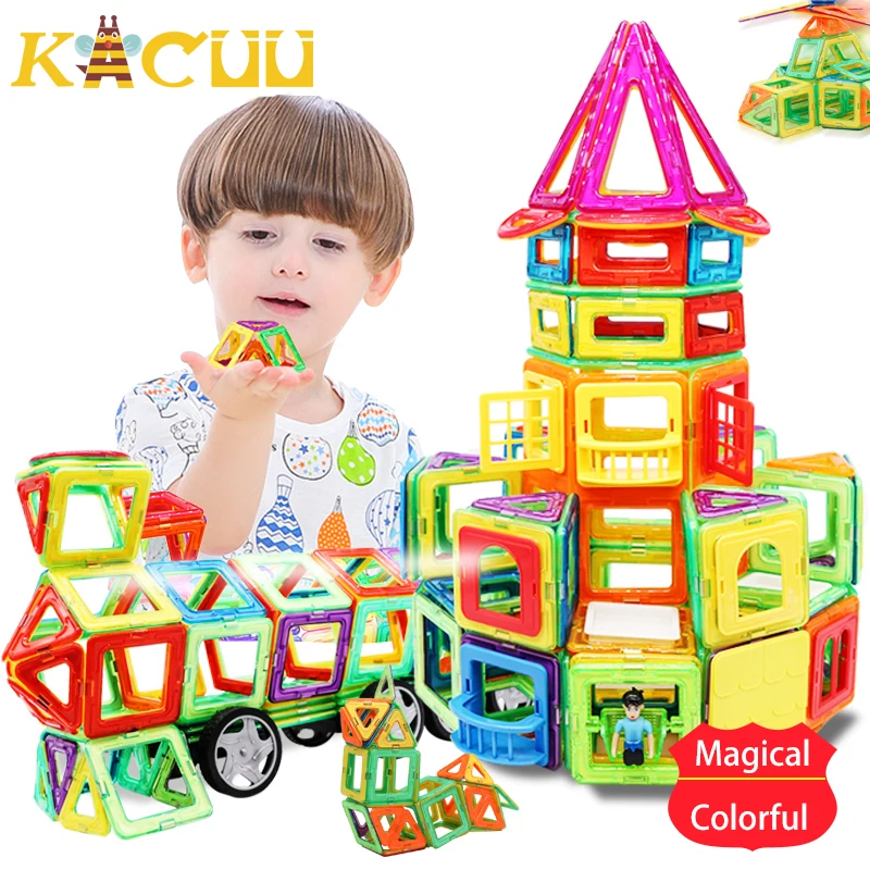 

44pcs-157pcs Big Magnetic Designer Construction Set Model & Building Toy Plastic Magnetic Blocks Educational Toys For Kids Gift