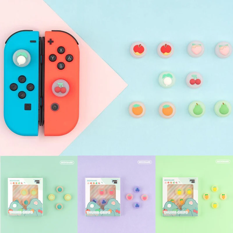 

Fruit Strawberry Lemon Pineapple Cherry Thumb Stick Grip Cap Joystick Cover For Nintendo Switch Lite NS oy-con Controller Case