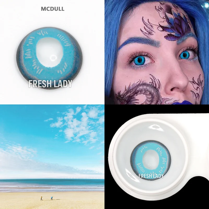 2 шт./пара Хэллоуин Косплэй Цвет ed контактные линзы для глаз Crazy косметический