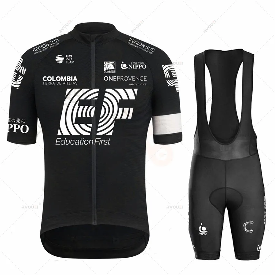 

New 2021 EF Team Cycling Jersey Set Black Men Cycling Clothing Road Bike Suit Bicycle Bib Shorts Tops Raphaing Wear Maillot Ropa