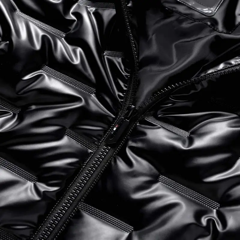 Парка мужская зимняя плотная теплая куртка блестящая с капюшоном