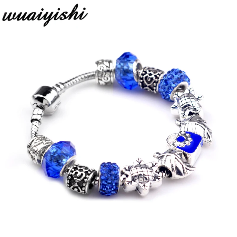 blue bag Браслеты для девушек, Браслеты mujer, полимерные бусины Подвески украшения, серебряные DIY Браслеты для женщин, модная повязка на руку, цепочка из сплава - Окраска металла: blue bag