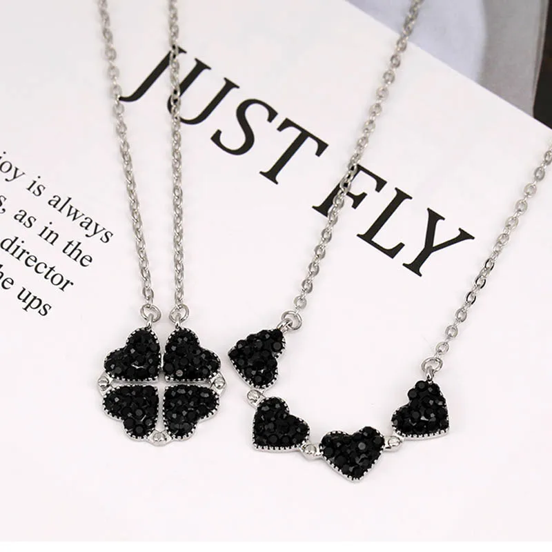 Корейская версия четырехлистного клевера ожерелье Любовь Сплит складной кулон