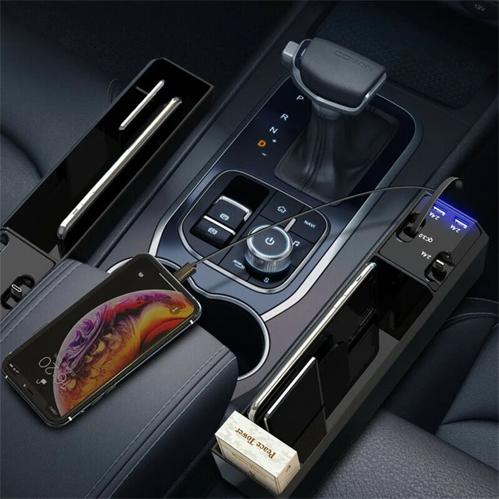 

Seat Gap Organizer Car Seat Hollow Organizer W/ Charger Cable Dual USB Port