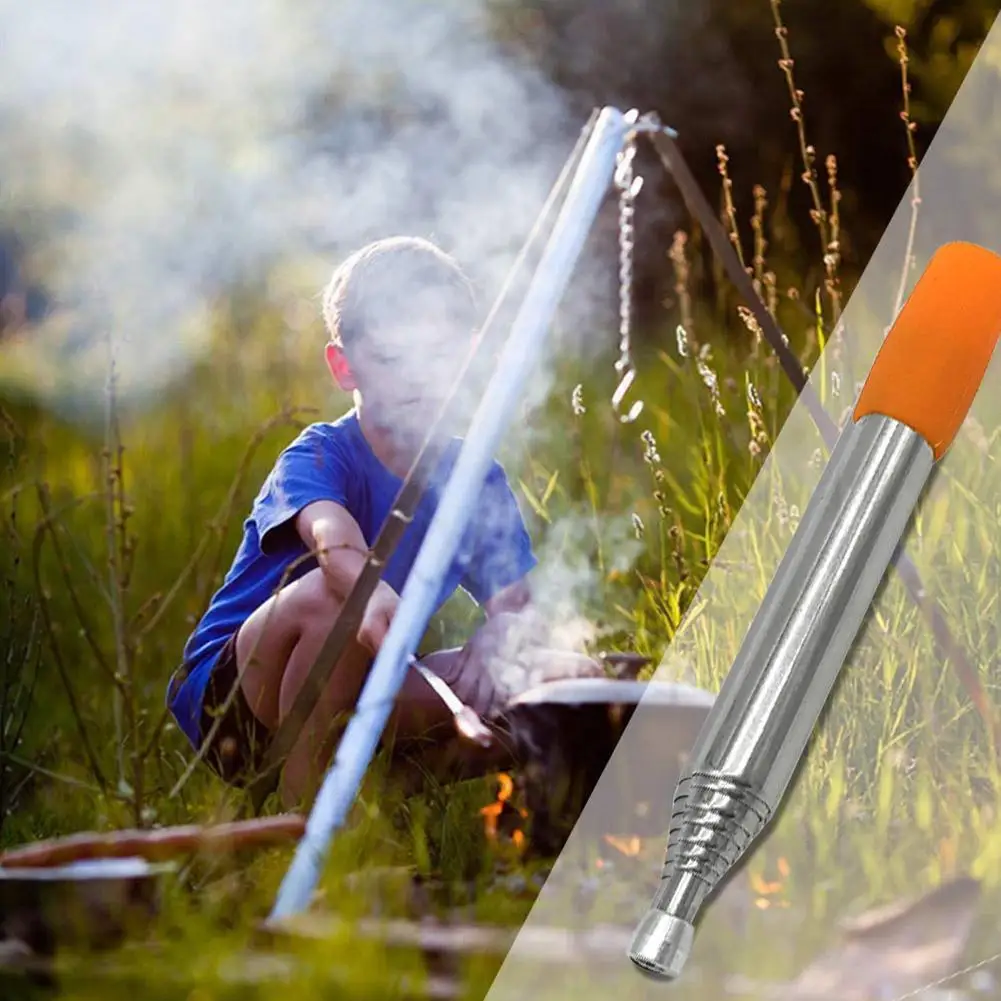 

Outdoor Blow Fire Tube Fire Pipe Camping Tool Telescopic Steel Outdoor Travelling Carrying Tools Easy Camping Silicone J8r2