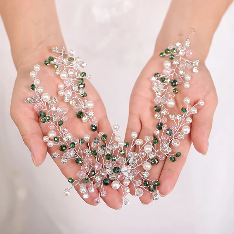 Свадебные украшения для волос серьги богемный зеленый головной убор аксессуары