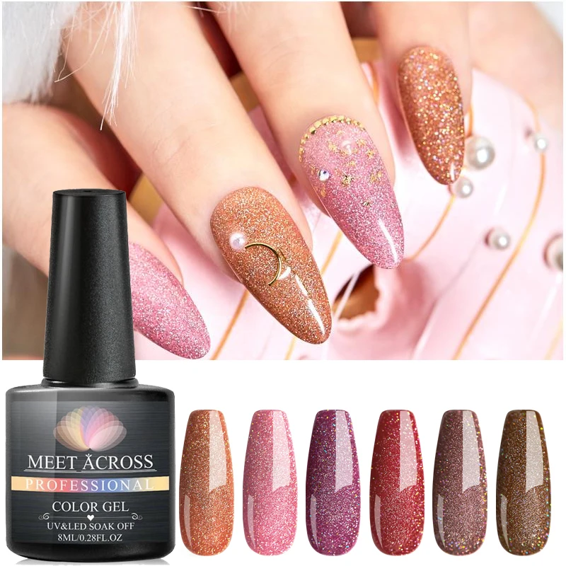 Покрытие из розового золота УФ гель для ногтей голографический отмачиваемый