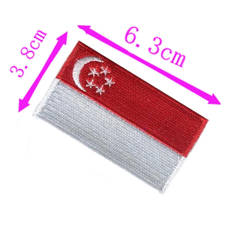 Нашивка с вышивкой в виде флага Сингапура ширина 6 3 см Высококачественная