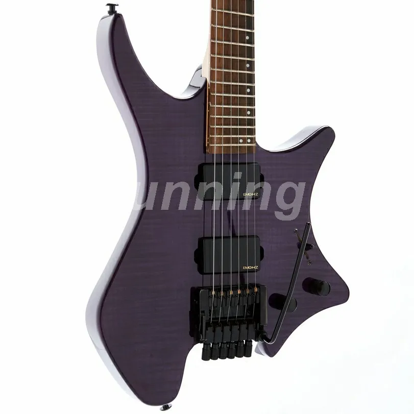 Высокое качество безголовая гитара цельный корпус из красного дерева