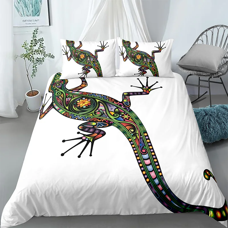 

Модные 3D постельных принадлежностей животное геккон печатных домашнее пуховое одеяло покрывало постельное белье 2/комплект из 3 предметов ...