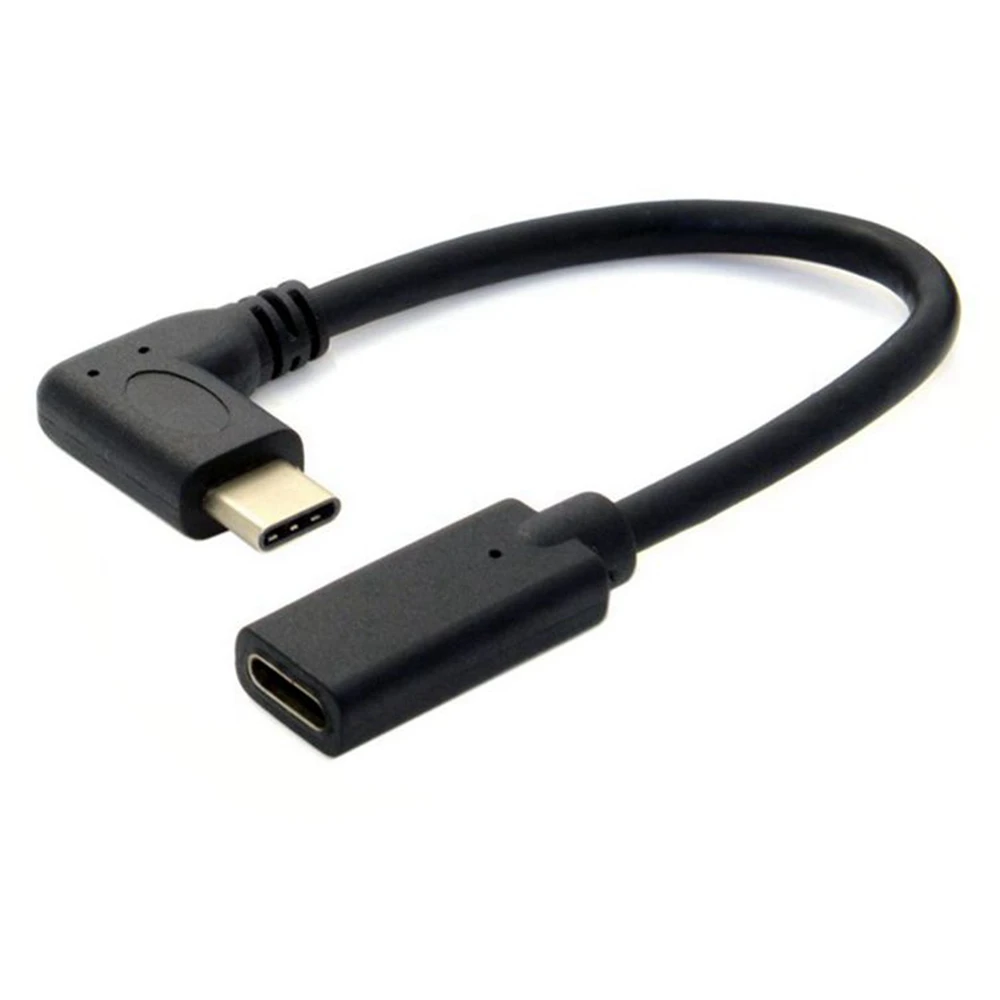 

0.2 Meters Type-C USB 3.1 Male to USB-C Female 90 degree Extension Data Cable Extender Cord Reversible Design