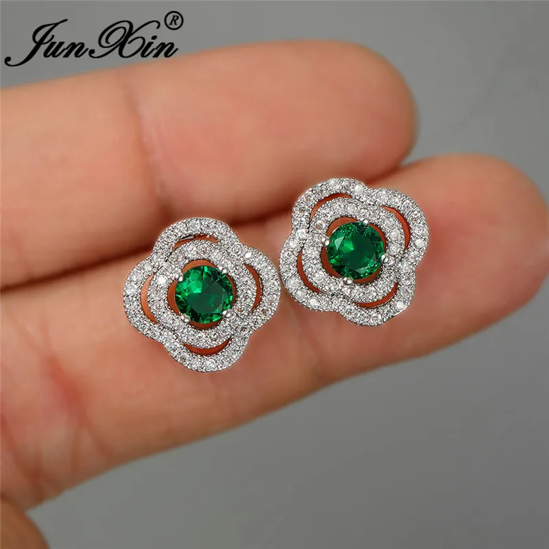 Винтажные многоцветный Кристальный цветок серьги-гвоздики с белым и золотым