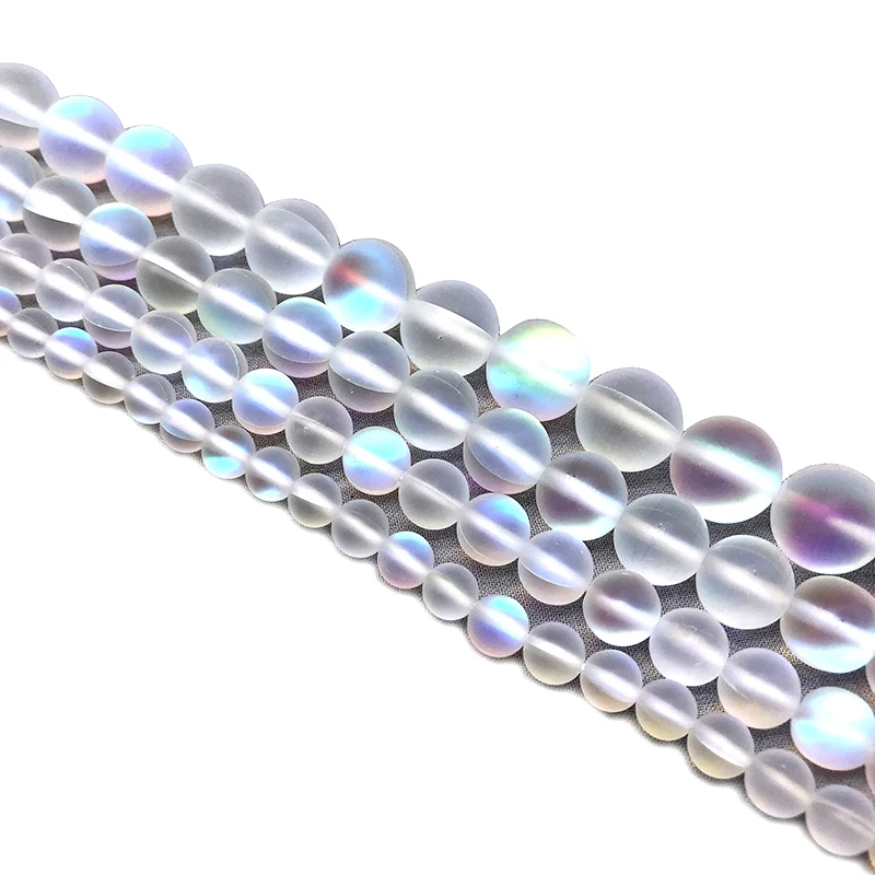 Круглые бусины с белым морозным лунным камнем матовые хрустальные 6 8 10 12 мм