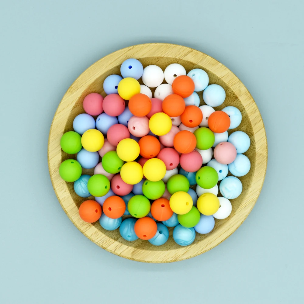 

100/200/500/800 шт., силиконовые бусины для прорезывания зубов, 15 мм