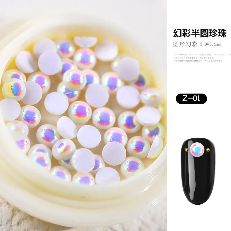 Граница для украшения ногтей жемчуг в форме ромба покрытие AB плоский полукруг не
