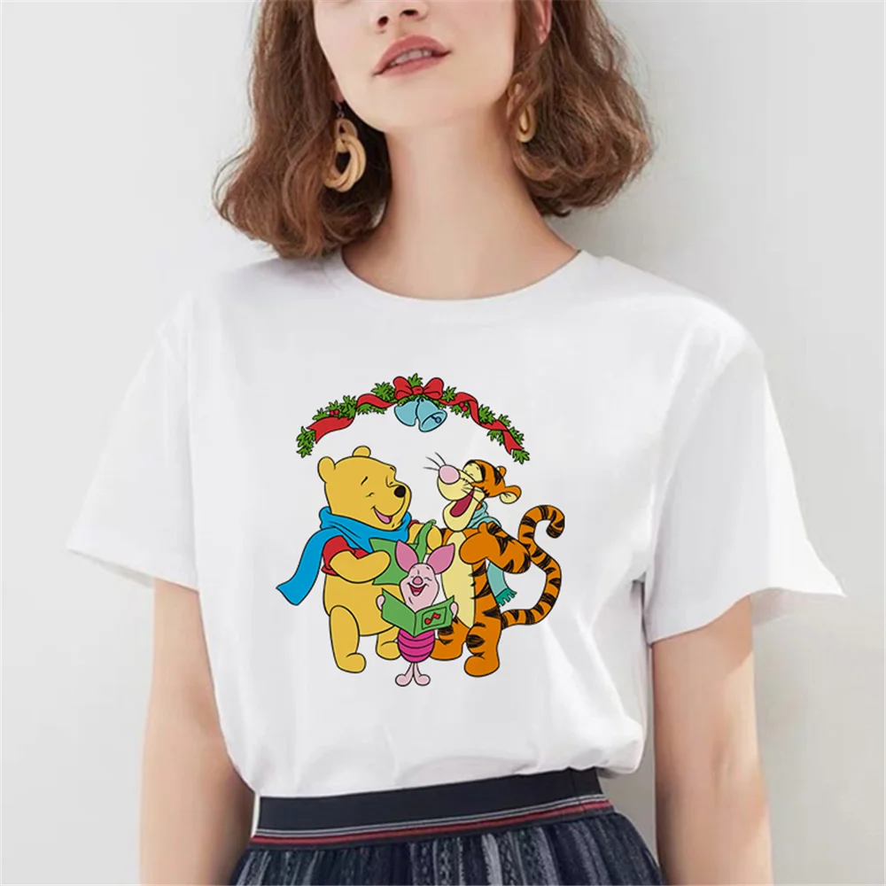 

Disney Hot Sale Winnie The Pooh Print Tshirt Women's T-shirts Christmas Tree Short Sleeve Mujer Trend Drop Ship Clothing