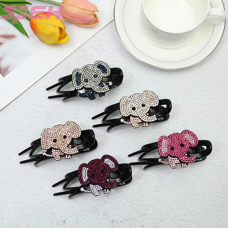 

Korea dongdamen cartoon elephant Sesame Street hairpin Czech Rhinestone elastic leather band net red ins wind hair accessories