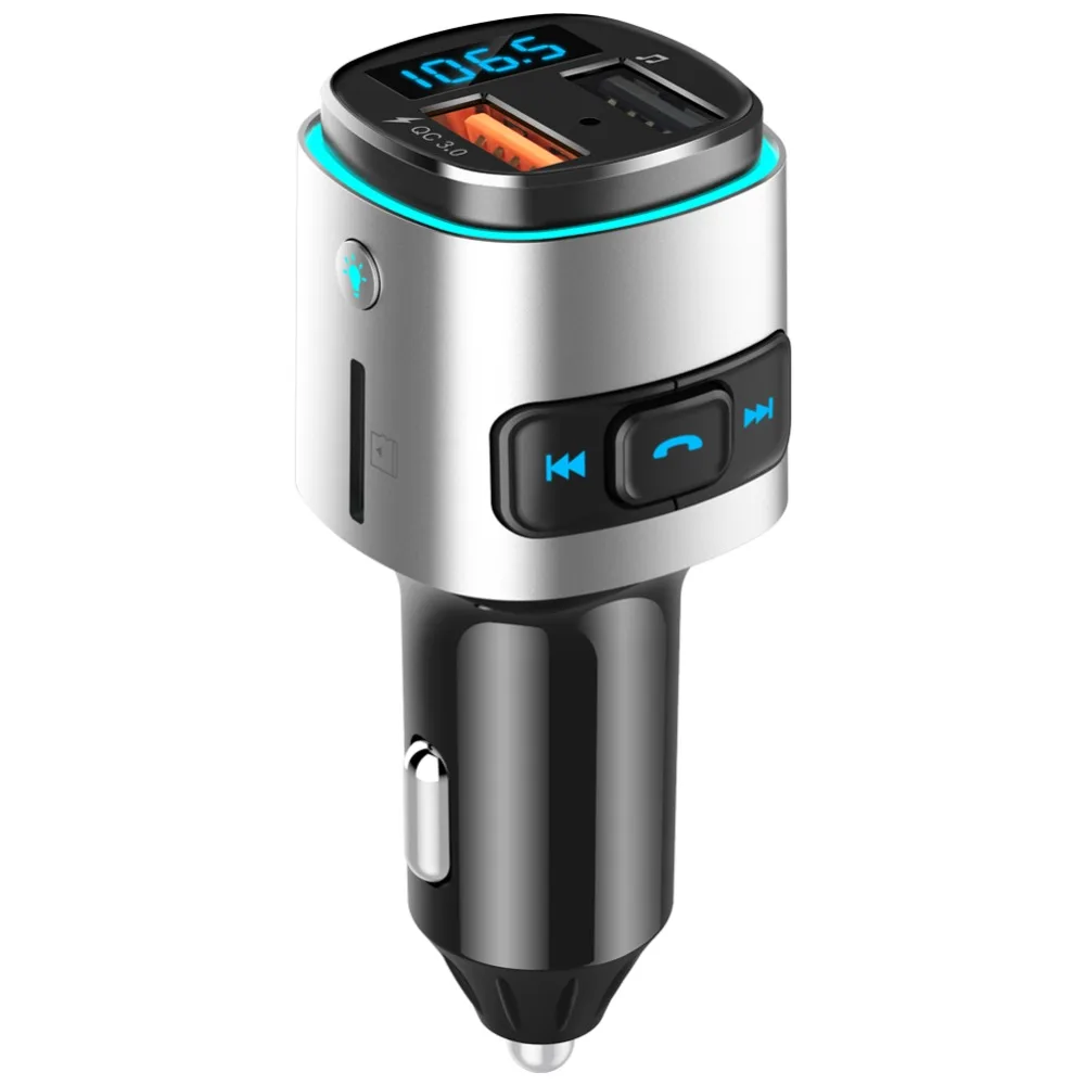 VicTsing Bluetooth 4,2 fm-передатчик QC 3,0 зарядное устройство AUX модулятор беспроводной автомобильный Радио адаптер TF USB MP3 плеер окружающий светильник