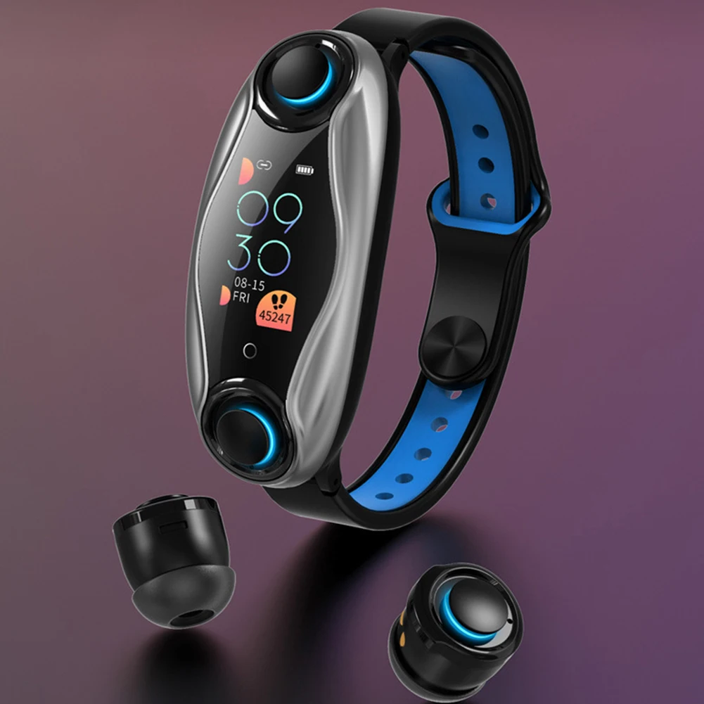 Смарт-часы-браслет TFT цветной экран Smartband фитнес-тренкер Bluetooth Спорт IP67 водонепроницаемый смарт-браслет с BT5.0 наушником