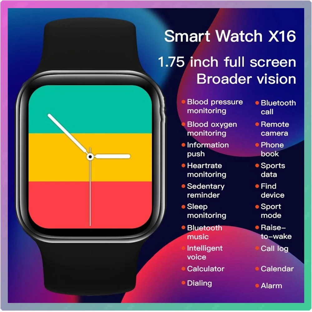 

smartwatch 2021 X16 Smart Watch 1.75 Bluetooth Call Heart Rate Watch 6 pk iwo 12 AK76 X7 HW12 HW22 HW16 W26 X6 for Xiaomi iPhone