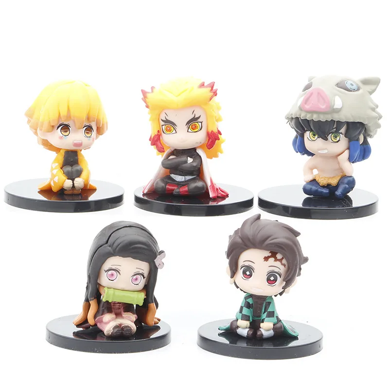 

5pcs/set Anime Demon Slayer Kimetsu No Yaiba Figure Q Posket Kamado Tanjirou Kamado Nezuko Agatsuma Figure Toys 5cm