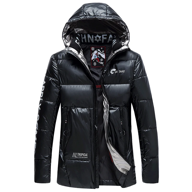Парка с капюшоном мужская зимняя толстая повседневная теплая однотонная парка L