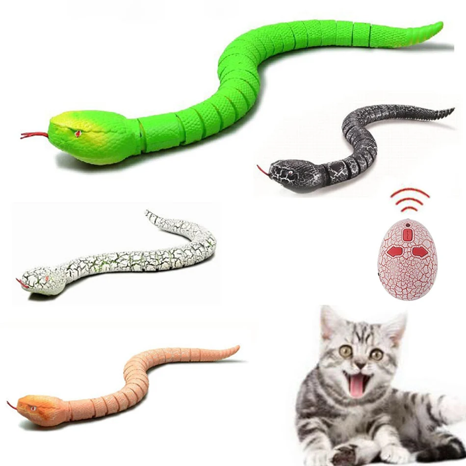 

RC Remote Control Snake Toy For Cat Kitten Egg-shaped Controller Rattlesnake Interactive Snake Cat Teaser Play Toy Game Pet Kid