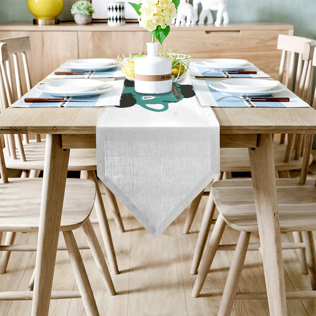 Три черных кошки на чашке настольная дорожка Настольный Флаг украшения для