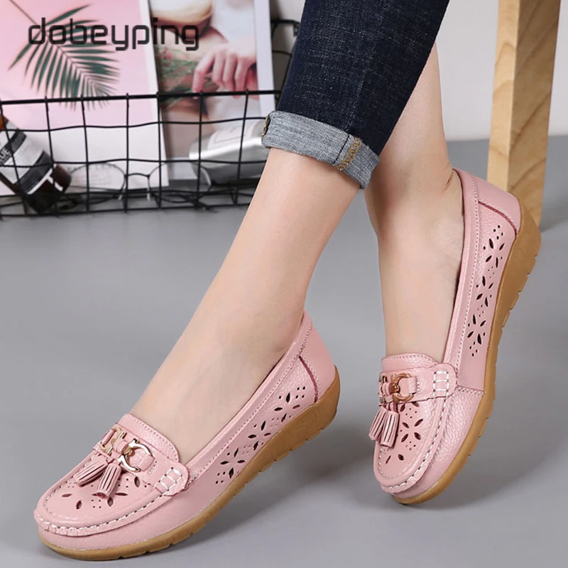 Туфли dobeyping женские летние из натуральной кожи перфорированные лоферы без