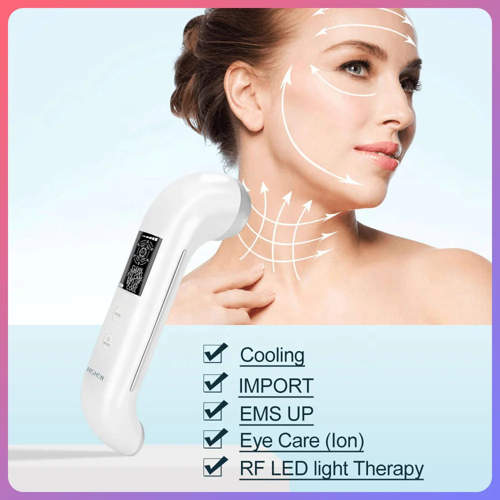 

MISMON 308 RF Radio Frequency Beauty Machine 6 in 1 Blue/Red Light Therapy EMS Up Face Lifting Devices Facial Cleansing Eye Care