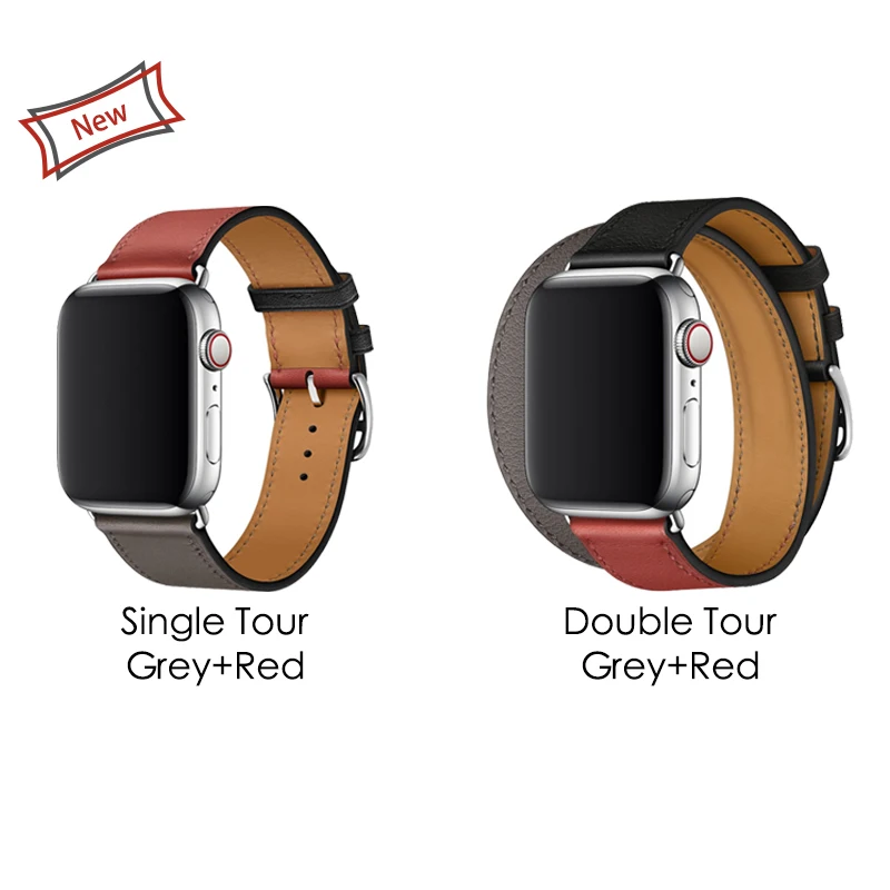 40 мм 44 мм черный ремешок для Apple Watch Series 5 ремешок для часов из натуральной кожи браслет один двойной тур полосы для iWatch серии 3 2