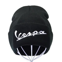 vintage vespa design knitted hat funny scooter vespa letter embroideryt beanies winter warm unisex hip hop beanie cap
