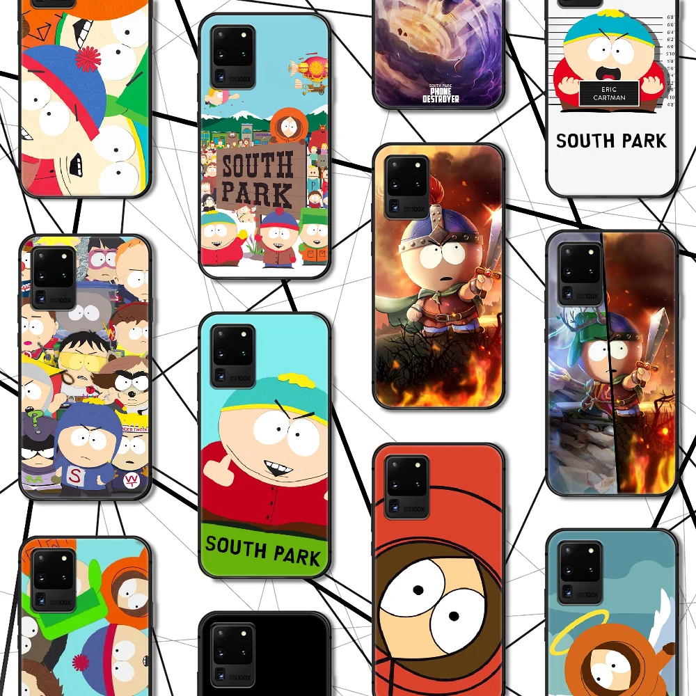 

South Cartoon Parks Phone Case For Samsung Galaxy S 6 7 8 9 10 E 20 UITRA FE 21 Edge Note 8 9 10 Plus black Cover Silicone Shell