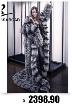 FURSARCAR новая куртка из натурального меха женская зимняя шуба из лисьего меха Роскошная теплая Модная саржевая дизайнерская короткая подлинный натуральных мех куртка