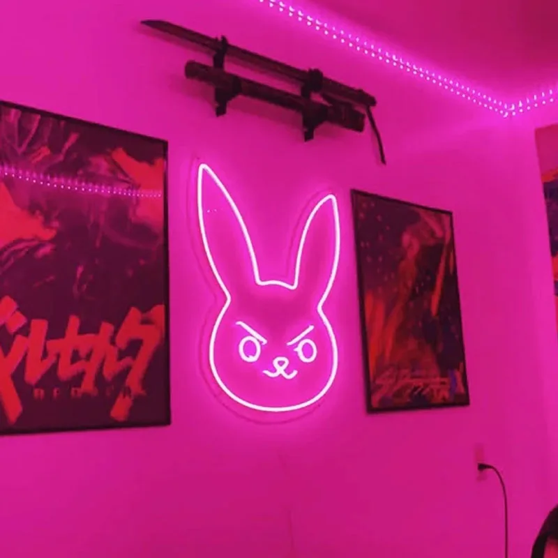 

Dva Bunny Neon Sign Rabbit Bunny Playboy Neon Signs Wall Art Gifts for Him Decorations Bar Rave Apartment Neon lamp LED Neon