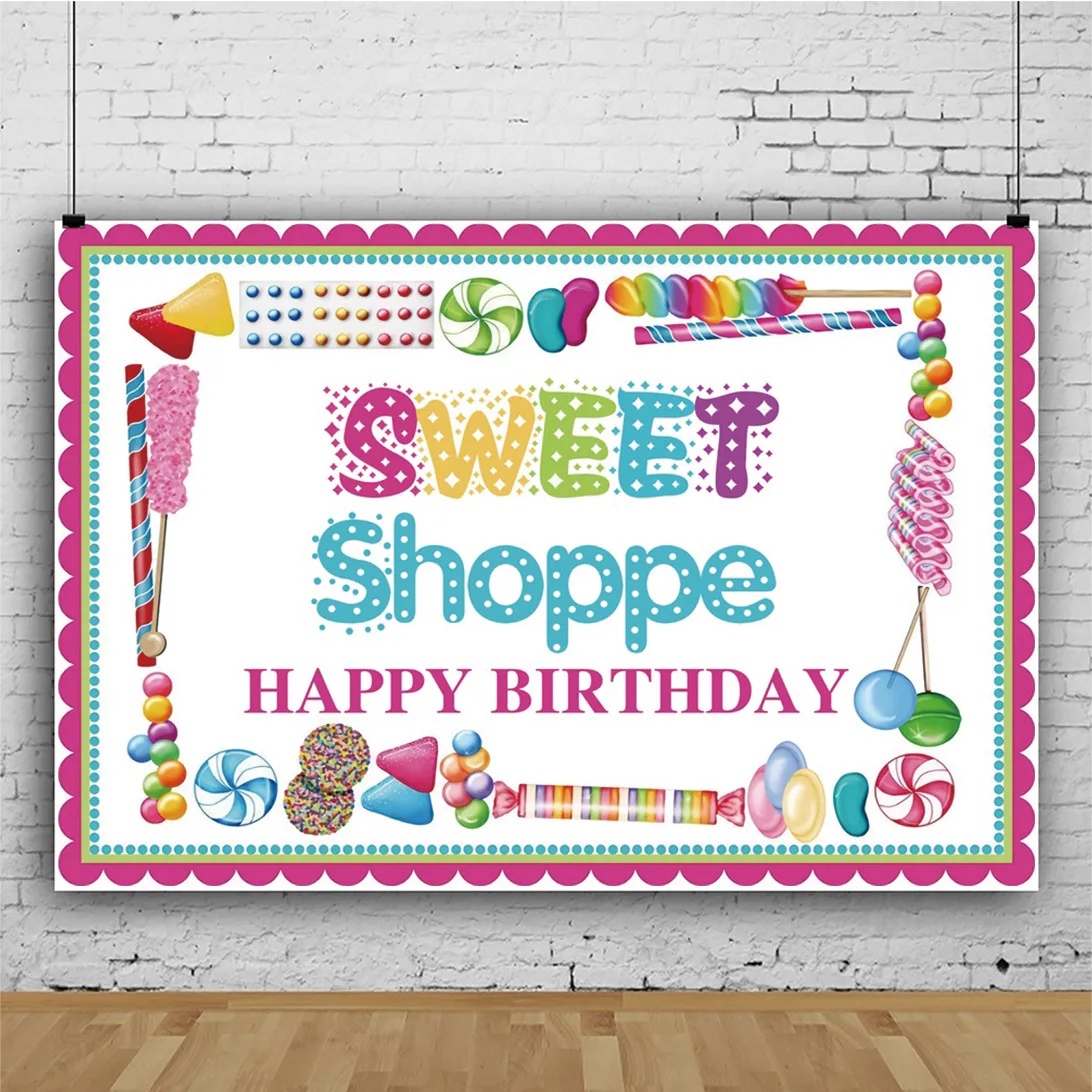 

Sweet Shoppe Candy Donuts Photo Background Happy Kids Birthday Family Dinner Party Decoration Backdrops Photography